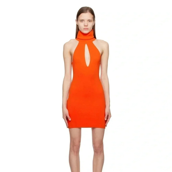 Gauge81 Maioris open keyhole knit mini dress in Mandarin - Picture 1 of 11